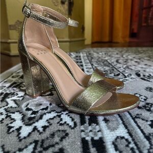 Aldo Metallic Gold Block Heel Sandals